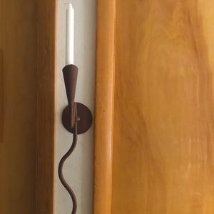 Beautiful hand-forged iron candelabra wall hanging. Candle included:)